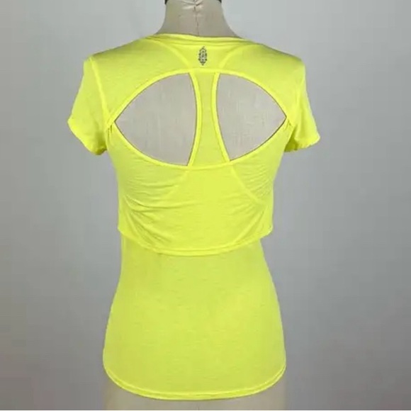 Free People Movement Neon Yellow Open RacerBack Layered Crop Top.   NWT.… - Picture 4 of 8